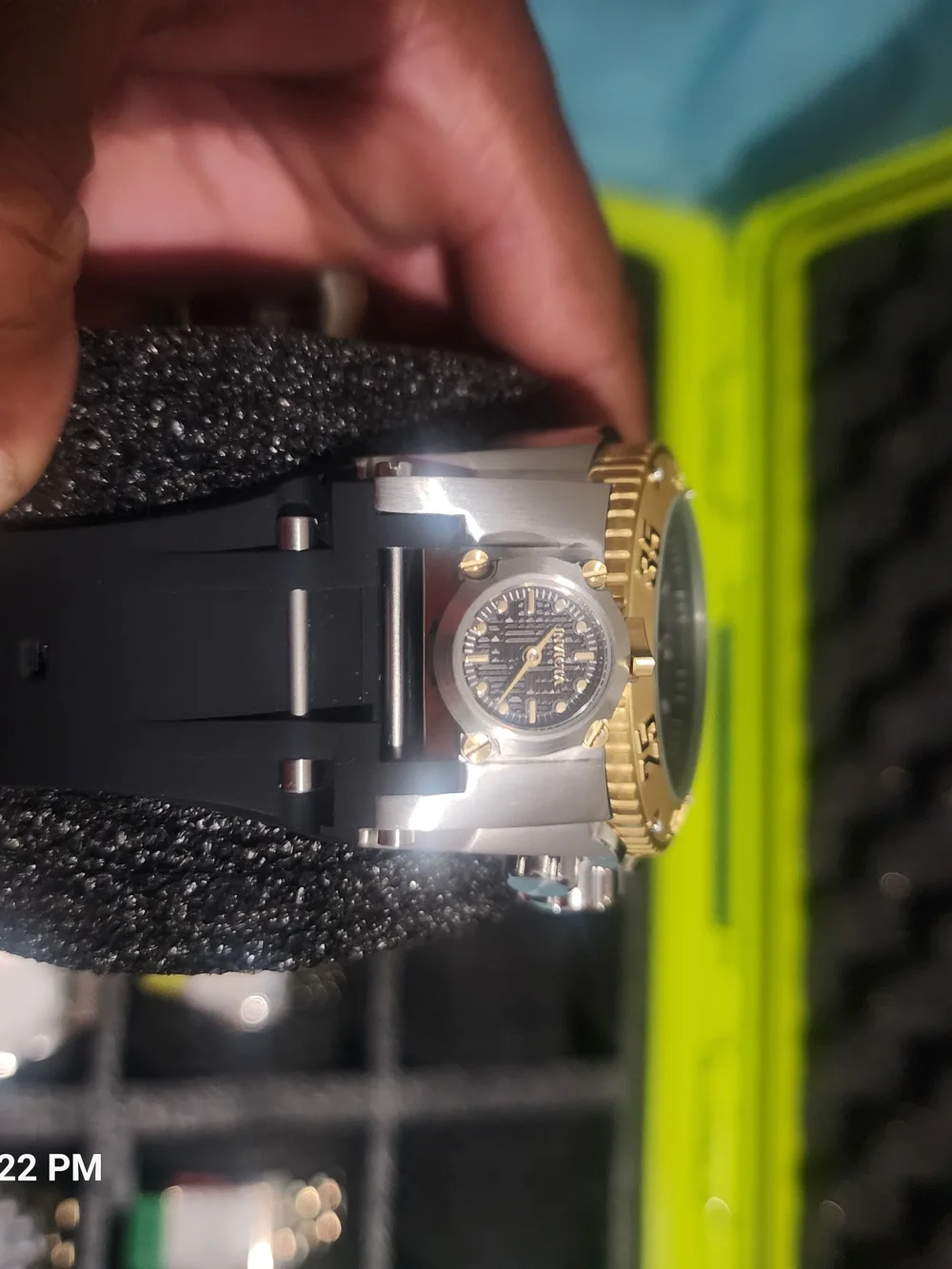 Invicta Gold and Silver Chronograph Watch with Black Dial 50mm